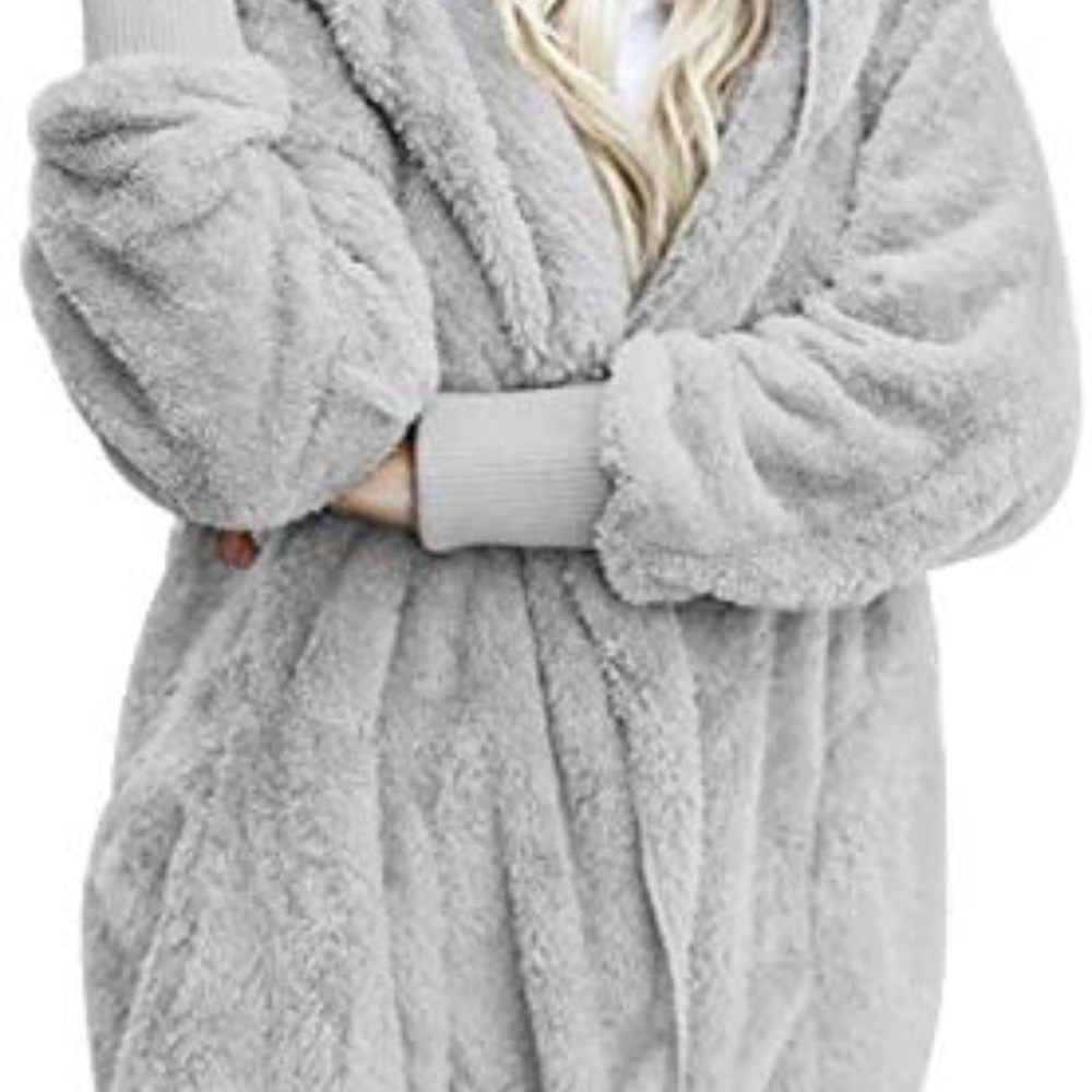 Dokotoo Womens Fuzzy Hooded Cardigan Jacket